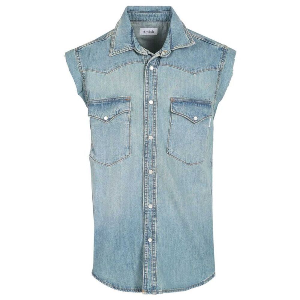 Amish Men Sleeveless Denim Shirt